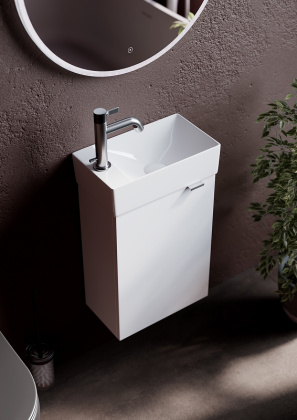 Тумба подвесная SANCOS Mini 355х205х500, с распашной дверцей, внутри 1 полка, белый глянец , арт.MN35WL Тумба подвесная SANCOS Mini 355х205х500, с распашной дверцей, внутри 1 полка, белый глянец , арт.MN35WL