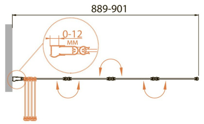 RELAX-V-4-100/140-C-Bi Шторка на ванну Условные размеры, мм:1000х1400 Габариты с диапазоном регулировок, мм:(989-1001)х1400 
