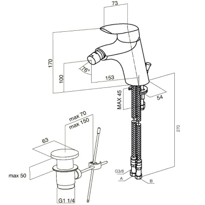 Смеситель для биде с донным клапаном F5383132 Bliss L