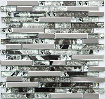 Мозаика MS-623 метал стекло (15*48*98*8) 298*305