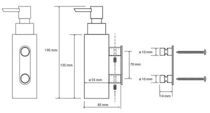 Настенный дозатор для жидкого мыла (металлический стакан)