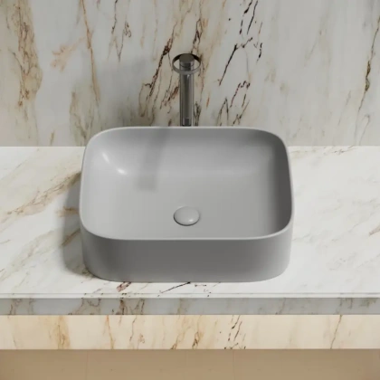 Умывальник чаша накладная прямоугольная (цвет Серый Матовый) Element 505*380*150мм
