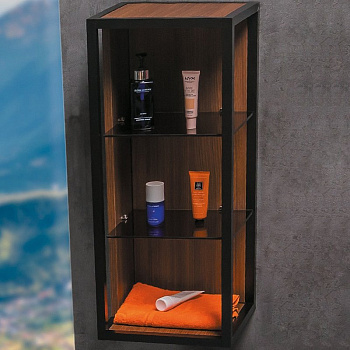 Пенал LOFT низкий dark wood, полки стекло 895-D Boheme