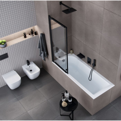 Шторка для ванны EXCELLENT Liner 110 см (черный мат) Шторка для ванны EXCELLENT Liner 110 см (черный мат)