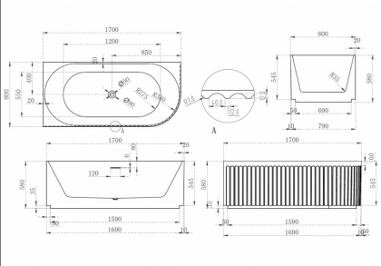 Акриловая ванна Abber 150х75 AB9412-1.7 L Акриловая ванна Abber 150х75 AB9412-1.7 L