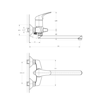 Смеситель для ванны с длинным поворотным изливом RUSH Corsica (CO4240-51) Смеситель для ванны с длинным поворотным изливом RUSH Corsica (CO4240-51)