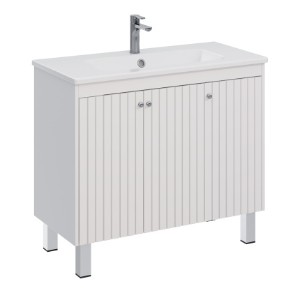 Тумба Lemark ROMANCE 100см под 1 раковину, подвесная/напольная, 3-х дверная, цвет корпуса, фасада: Белый глянец