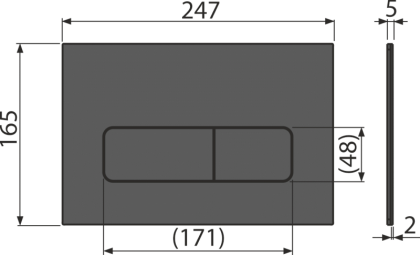 Кнопка управления для скрытых систем инсталляции, нержавеющая сталь-черный мат