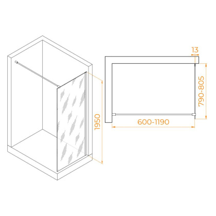 Душевая перегородка RGW WA-010W, RGW 351001008-15