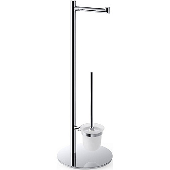 Стойка с держателем туалетной бумаги и ёршик, щётка белая