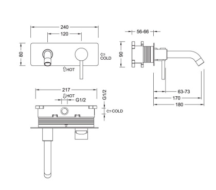 Смеситель Timo Saona 2371/17SM для раковины скрытого монтажа, золото матовое