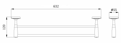 Полотенцедержатель двойной RUSH Balearic, 5х63х12 см, хром, BA39532