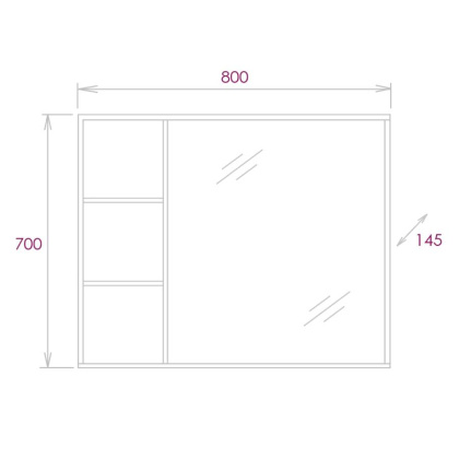 Шкаф-зеркало Onika Девис 80 бетон чикаго, универсальный