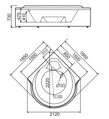 Акриловая ванна Gemy 185х185 G9088 K Акриловая ванна Gemy 185х185 G9088 K