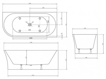 Акриловая ванна Abber 170х78 AB9257-1.7 R Акриловая ванна Abber 170х78 AB9257-1.7 R