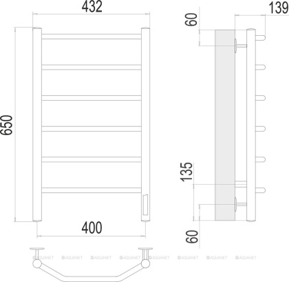 Полотенцесушитель Terminus Виктория П6 400х650 электро