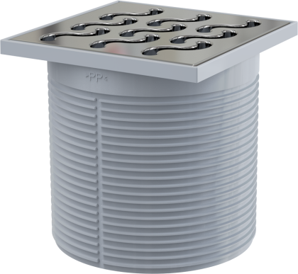 Горло сливного трапа, решетка 105x105 мм нержавеющая сталь