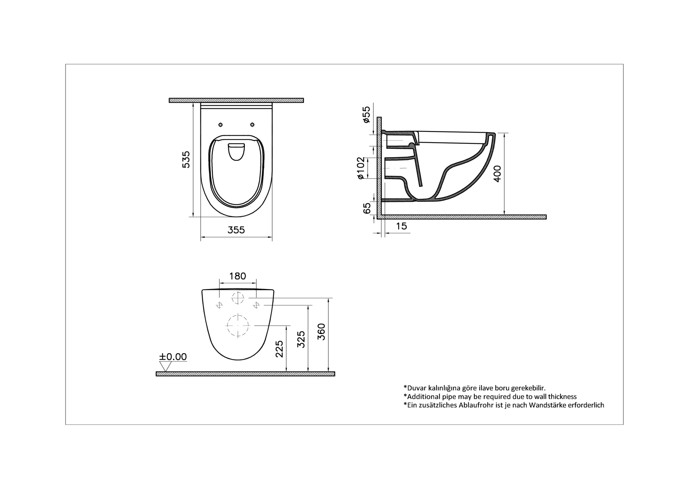 Подвесной унитаз S40, безободковый