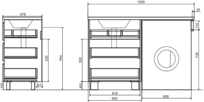 Тумба напольная ФР-00002269 Dallas Luxe под умывальник белая (ш-86см*в-64,8см*г-47,6см) 3 ящика, шт