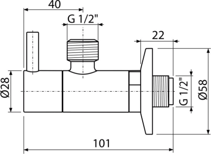 Угловой вентиль с фильтром 1/2"×1/2", круглый
