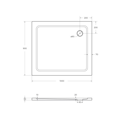 Поддон SMC CEZARES TRAY-M-AH-90/80-35-W Поддон SMC CEZARES TRAY-M-AH-90/80-35-W