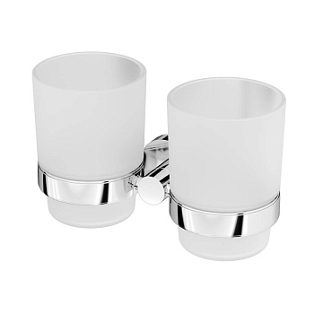 Двойной стеклянный стакан Sense L с настенным держателем, 9,6х16,4х7,5 см, белый, A74343400