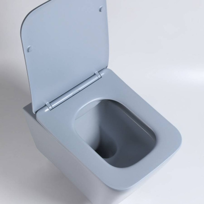 Унитаз подвесной Q-Line VT1-12MO безободковый, цвет океан мат., ультратонкое soft close сиденье