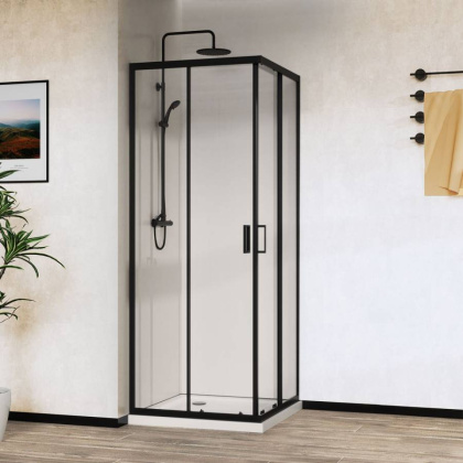 Душевой уголок City VSS-5CT8010CLB, 1000*800, черный, стекло прозрачное