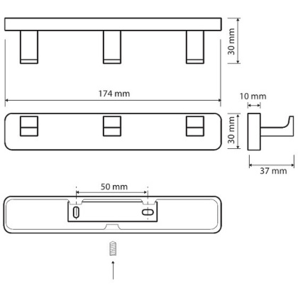 Вешалка для полотенец Bemeta Via 135006242 Хром,  с 3 крючками Вешалка для полотенец Bemeta Via 135006242 Хром,  с 3 крючками