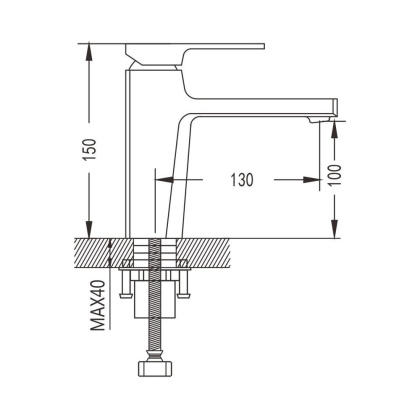 Смеситель для раковины латунь, черный S8901H