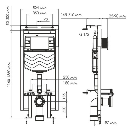 Dinkel 58TLT.010.ME.WH04 Система инсталляции для унитазов Dinkel 58TLT.010.ME.WH04 Система инсталляции для унитазов