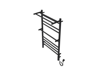 Полотенцесушитель электрический Aquatek (Акватек) Альфа П10 500х900 мм, с полкой, черный муар, подключение скрытое к сети электропитания / электропровод с вилкой, с терморегулятором и таймером quick touch, нержавеющая сталь AISI 201, гарантия 5 лет