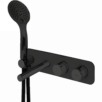 CZR-B-VDM1-T-NOP Встраиваемый термостатический смеситель для ванны и душа однорычажный, в комплекте с ручным душем, исполнение черный матовый CZR-B-VDM1-T-NOP Встраиваемый термостатический смеситель для ванны и душа однорычажный, в комплекте с ручным душем, исполнение черный матовый