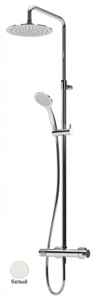 LEAF-CDA-23-L-BIO Душевая стойка телескопическая, с верхним и ручным душем, верхний душ диаметр 230 мм АБС пластик, исполнение Белый матовый