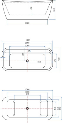 Акриловая ванна Allen Brau Infinity 170x78 2.21002.20/CGM белая глянец /цементно-серый, шт Акриловая ванна Allen Brau Infinity 170x78 2.21002.20/CGM белая глянец /цементно-серый, шт