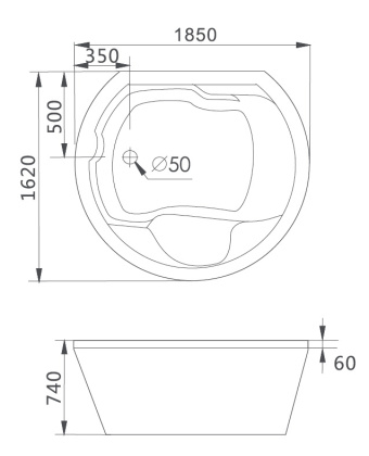 Акриловая ванна Gemy 185х162 G9053 K Акриловая ванна Gemy 185х162 G9053 K