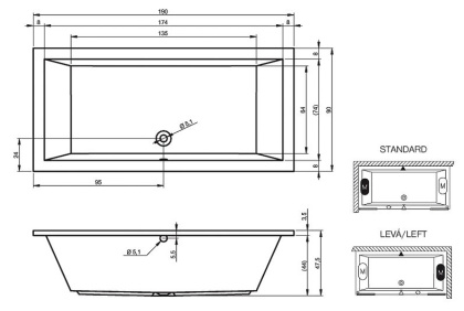 Акриловая ванна RIHO LUSSO 190-90 Акриловая ванна RIHO LUSSO 190-90