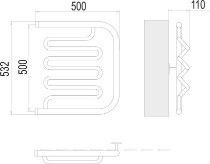 Полотенцесушитель Terminus Фокстрот-Лиана (1") 500х500 Полотенцесушитель Terminus Фокстрот-Лиана (1") 500х500