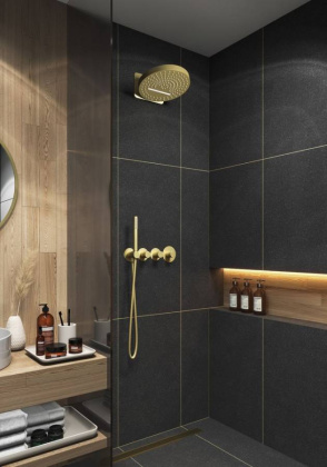 Душевая система Timo Saona SX-2329/17SM скрытого монтажа, термостат, золото матовое