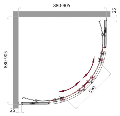 Душевой уголок BelBagno SELA-R-2-90-P-Cr