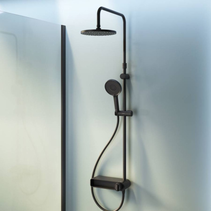 F0785A622 X-Joy, душ.система: Смеситель-полка д/душа, душ.штанга, верхн. душ 220мм, ручн душ, черн.