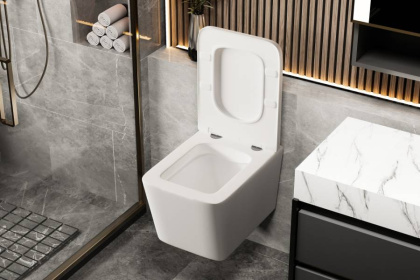 Подвесной унитаз Abber Rechteck AC1201MW белый матовый с микролифтом