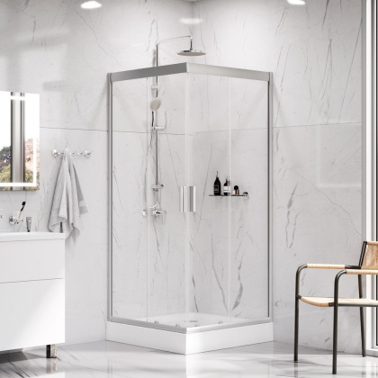 W90G-403-090MT Gem душ.ограждение 90х90 квадрат,стекло прозрачное,профиль мат. серебро, без поддона