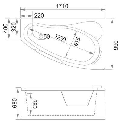 Акриловая ванна Gemy 171х100 G9046 II O R Акриловая ванна Gemy 171х100 G9046 II O R