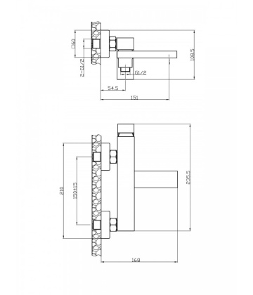 Agger Great A2810000 Однозахватный смеситель для ванны/душа с поворотным изливом, хром