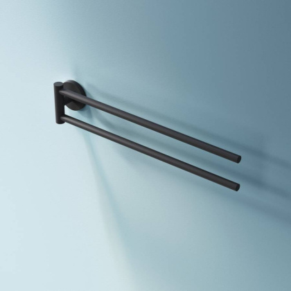 Двойная вешалка-вертушка для полотенец X-Joy, 7,2х37,4х5,3 см, черная, A85A32622