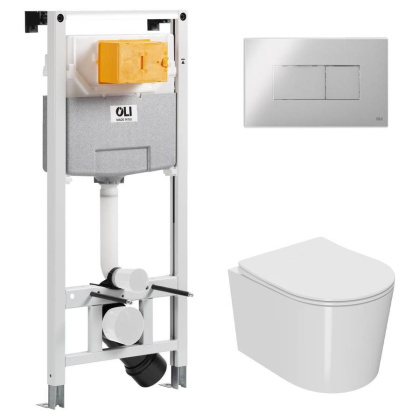 Сет: OLI 120 ECO Sanitarblock pneumatic+Панель KARISMA, хр. гл. + Унитаз Point Веста PN41701