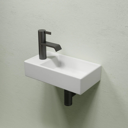 Умывальник подвесной прямоугольный (чаша справа, отверстие под смеситель слева) цвет белый матовый Element 407*217*100