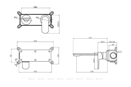 Agger Gorgeous A0272200 Однозахватный смеситель для раковины встраиваемый с внутренней частью, хром