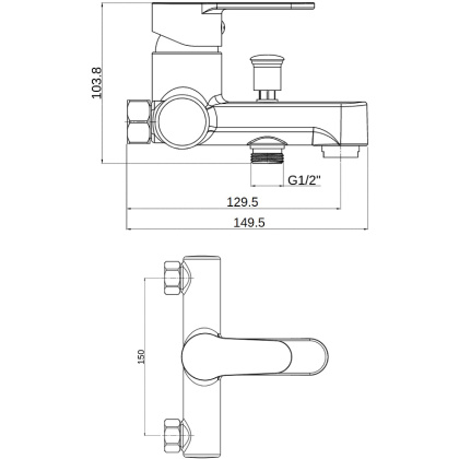 OneLife P07-100b полимерный смеситель для ванны/душа, черный OneLife P07-100b полимерный смеситель для ванны/душа, черный